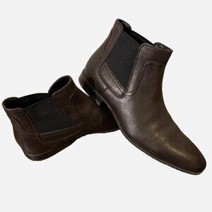Calvin Klein Ankle Boots Clarke Men's 9.5 Brown Pebbled Tumbled Leather Chelsea